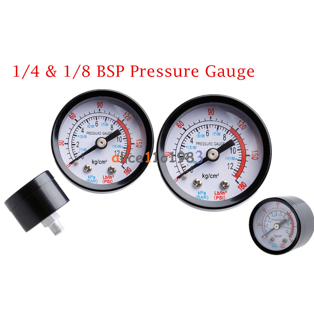 1/4/1/8 BSP Air Compressor Male Threaded 0-180PSI 0-12Kg/cm2 Pressure Gauge