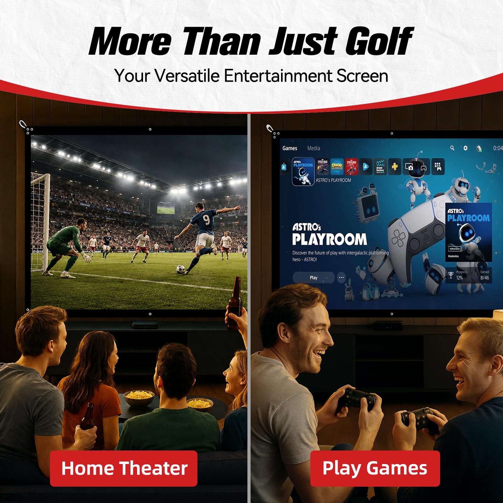 9x7ft Golf Simulator Impact Screen with 10 Bungee Cords