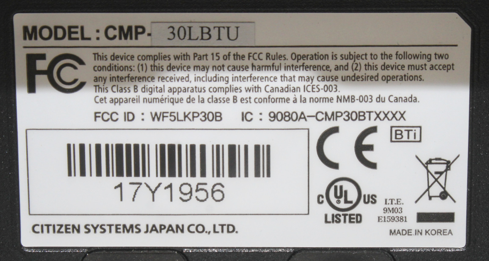 Lot of 2 Citizen CMP-30BT Bluetooth Mobile Receipt Barcode Thermal Printer