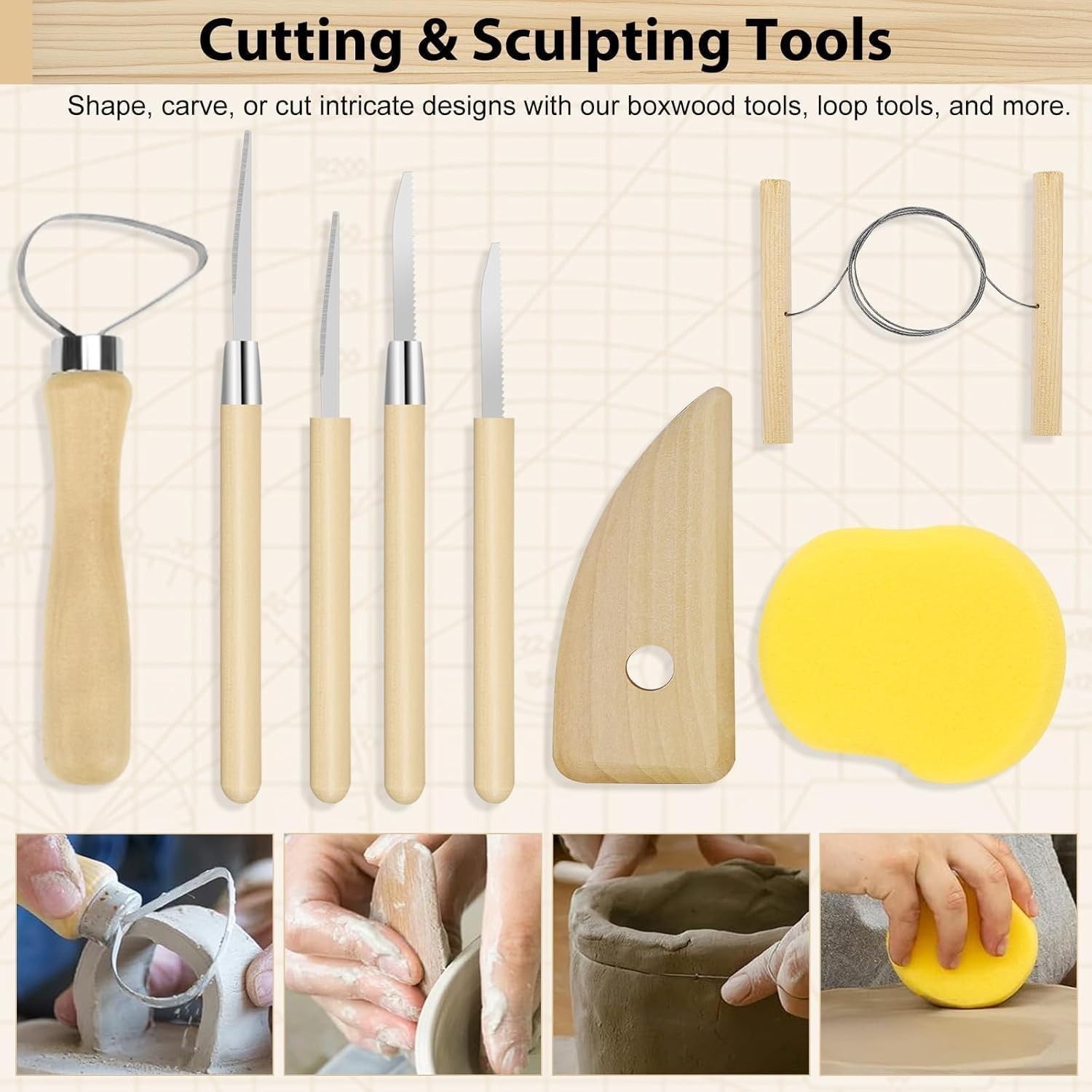 52PCS Pottery Tool Kit - Essential Clay Sculpting Tools for Creative Projects