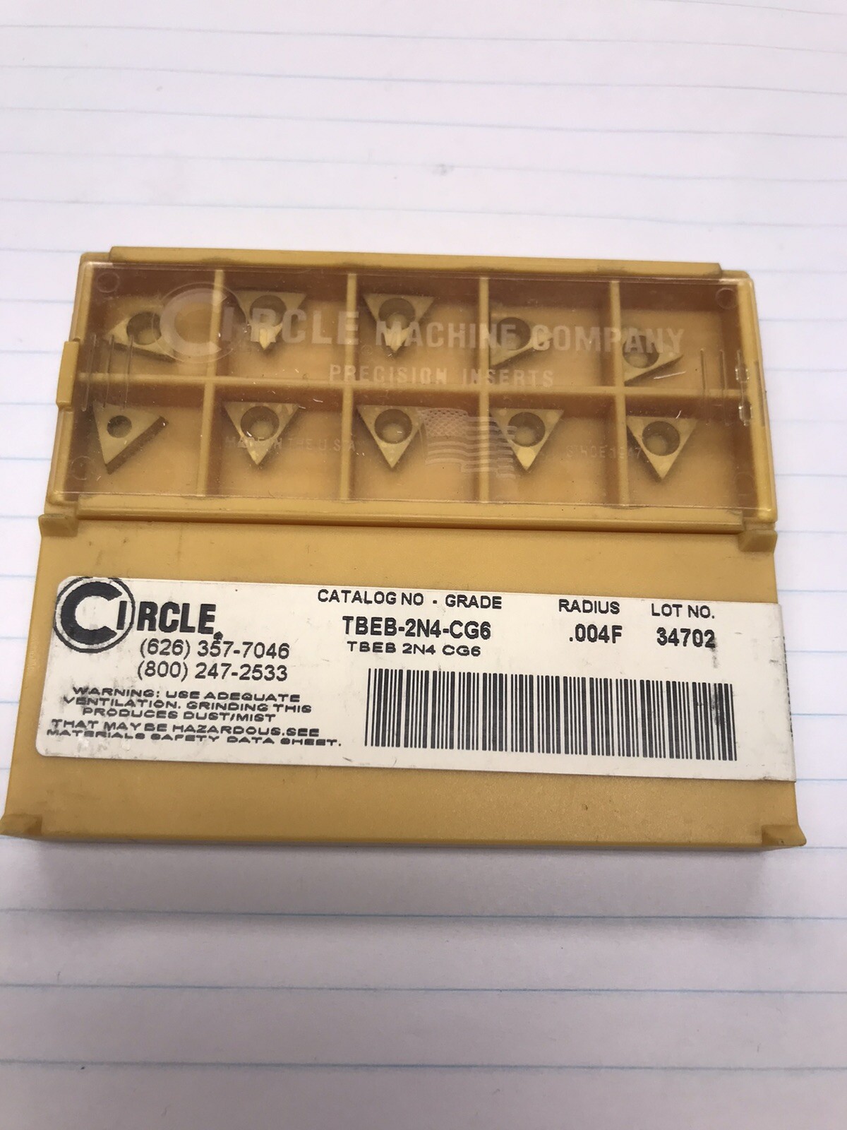 10 pcs.  TBEB-2N4 CG6 CIRCLE INSERT (loc J16)