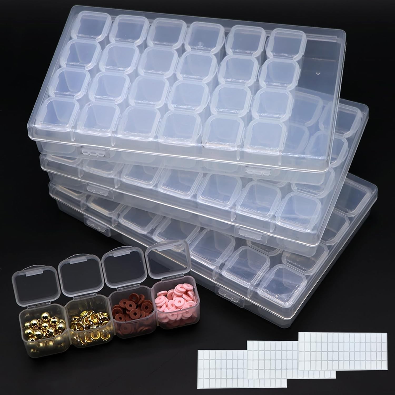 Diamond Painting Bead Storage Containers, 3 Pack 84 Slots Plastic transparent