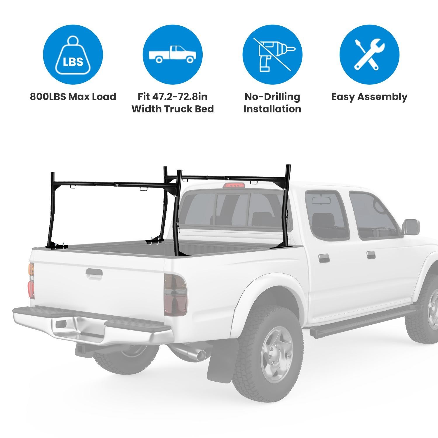 1Pair Extendable Truck Ladder Rack Non-Drilling Pick-up Bed Utility Adjustable T