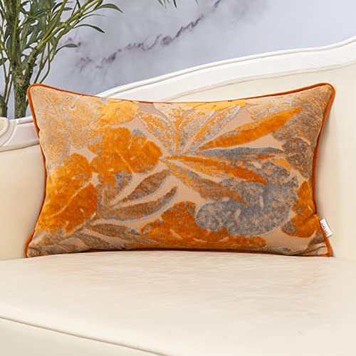 Orange Leaf Rectangle Pillow Cover Cut 20" x 12" (Pack of 1) Rust Orange