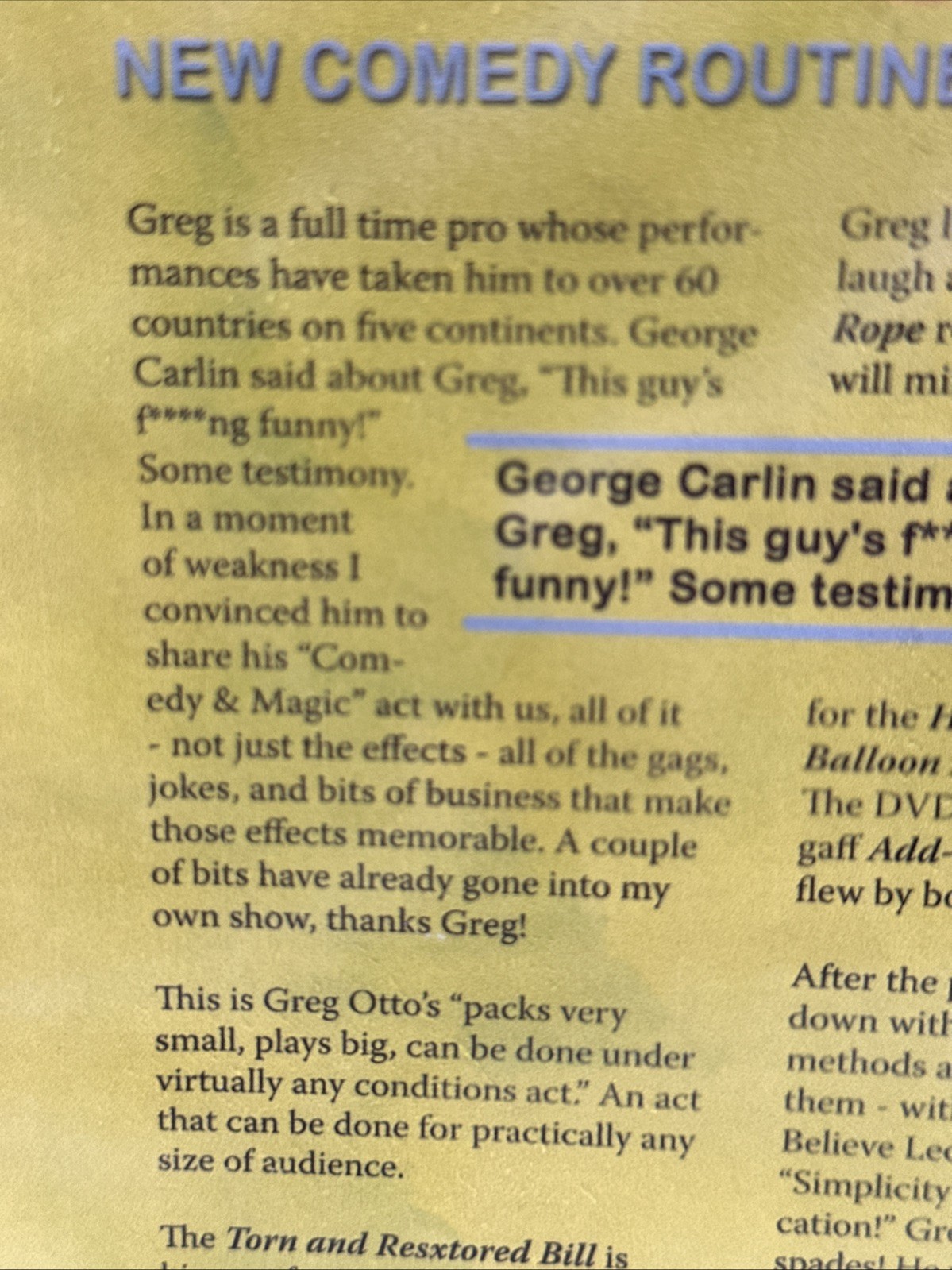 Greg Otto New Comedy Routine For Magic Dvd Tricks DVD FREE Untrack Post