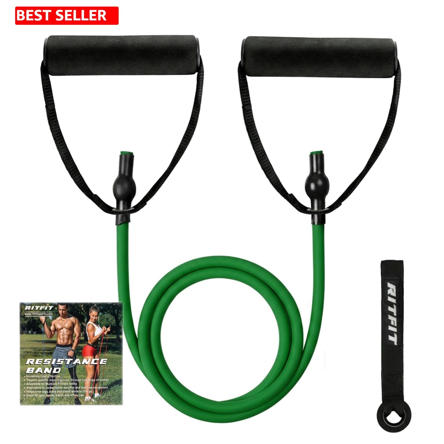 Natural Rubber Resistance Bands - Lightweight with Door Anchor Included