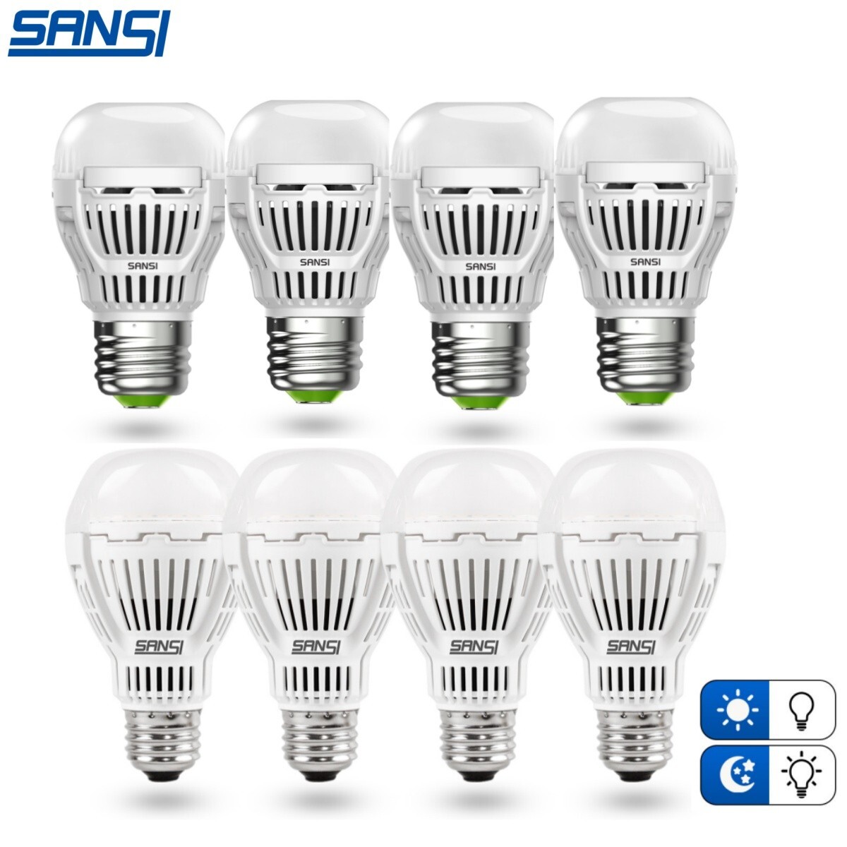 800LM-1300LM LED Light Bulb Dusk to Dawn Auto On/Off Sensor Bulbs 5000K Daylight