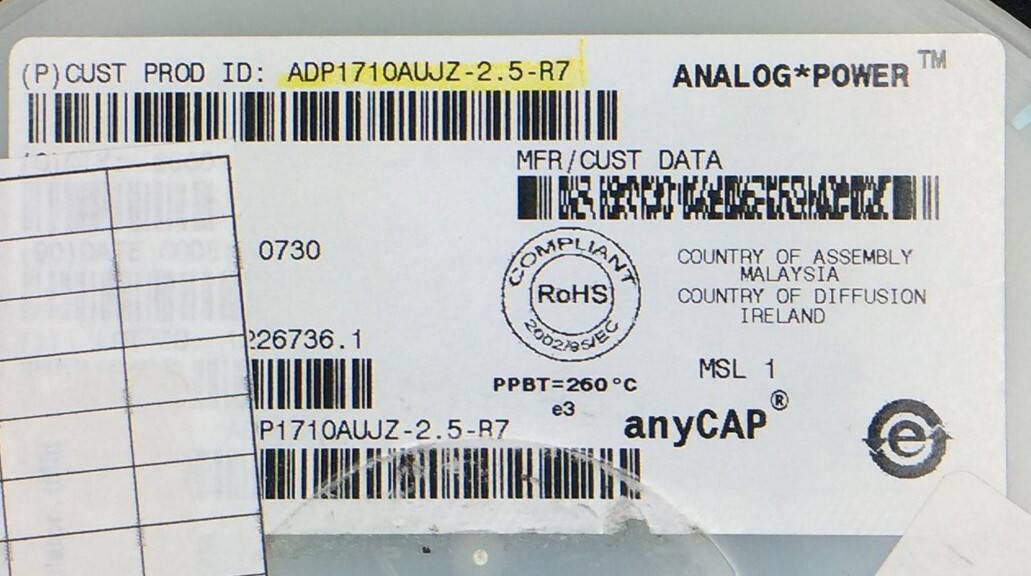 ADP1710AUJZ-2.5 AD ADP1710AUJZ2.5-R7 IC REG LINEAR 2.5V 150MA SMD ROHS 12 PIECES