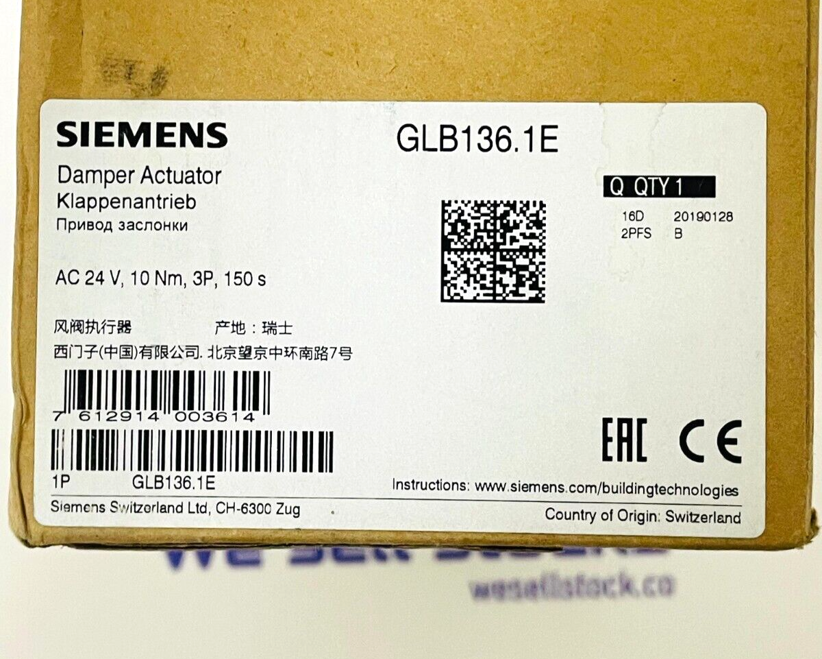 SIEMENS GLB136.1E Damper Actuator