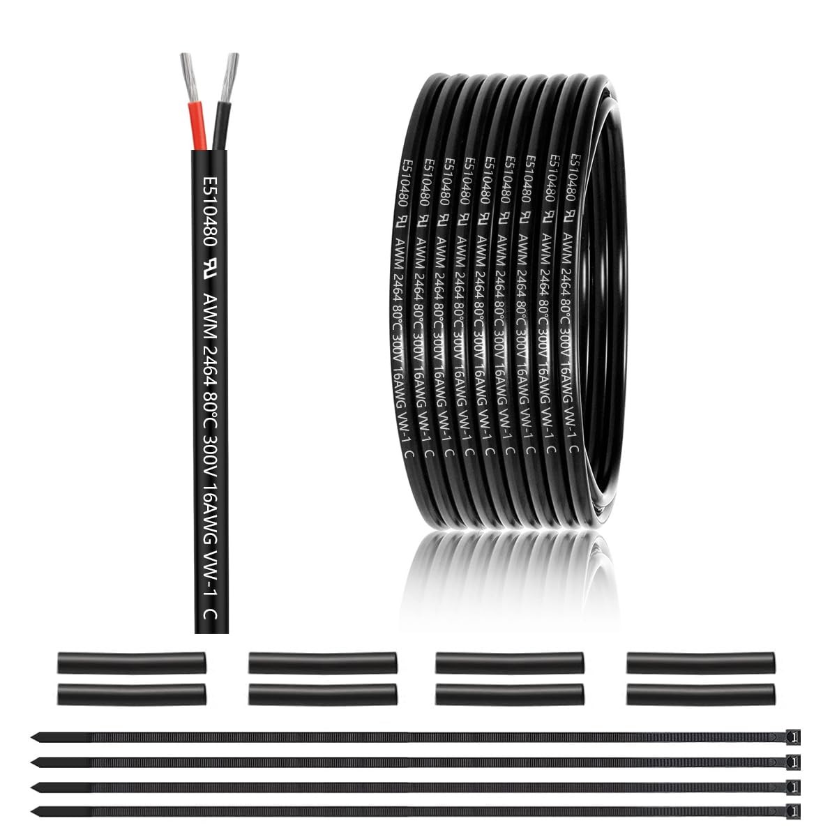 16 Gauge 2 Conductor Electrical Wire 25FT, UL 2464 16 AWG 2 Wire Cable Tinned...