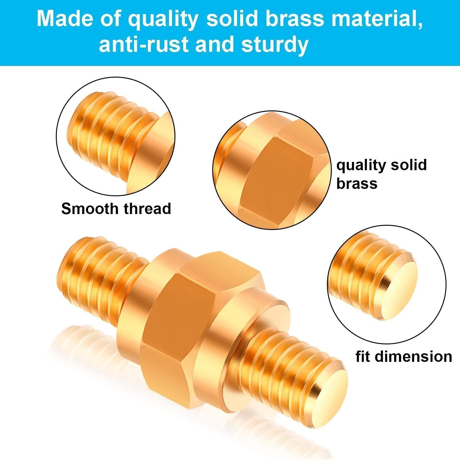 8-Piece Brass Battery Terminal Adapter Kit with Stud Bolts & Nuts