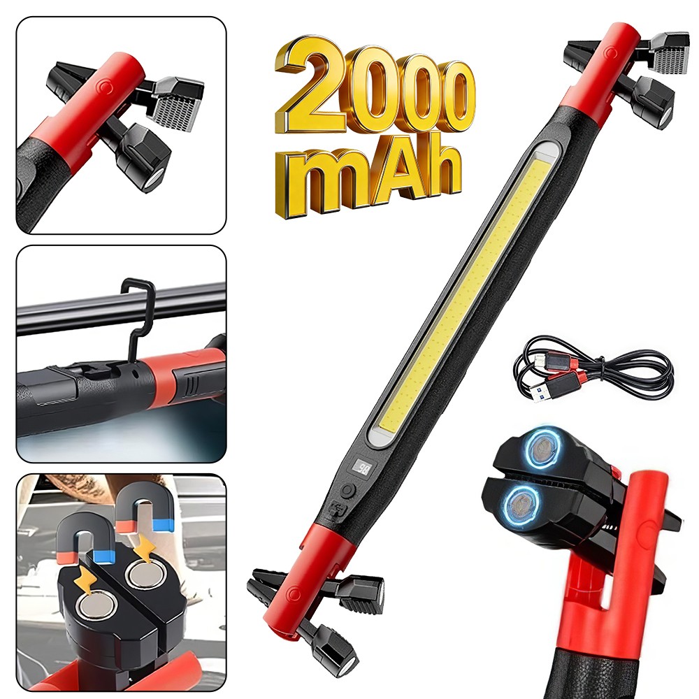 3000LM LED Work Light Rechargeable Magnetic Underhood Work Light with Hooks