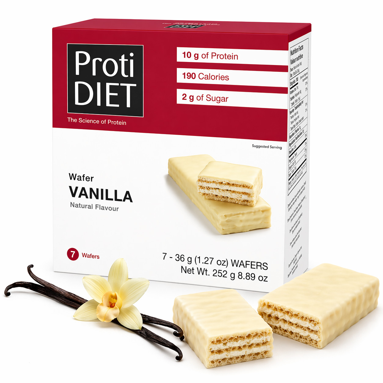 ProtiDIET Vanilla Wafers, High Protein, Keto Diet Friendly, Low Carb 7ct