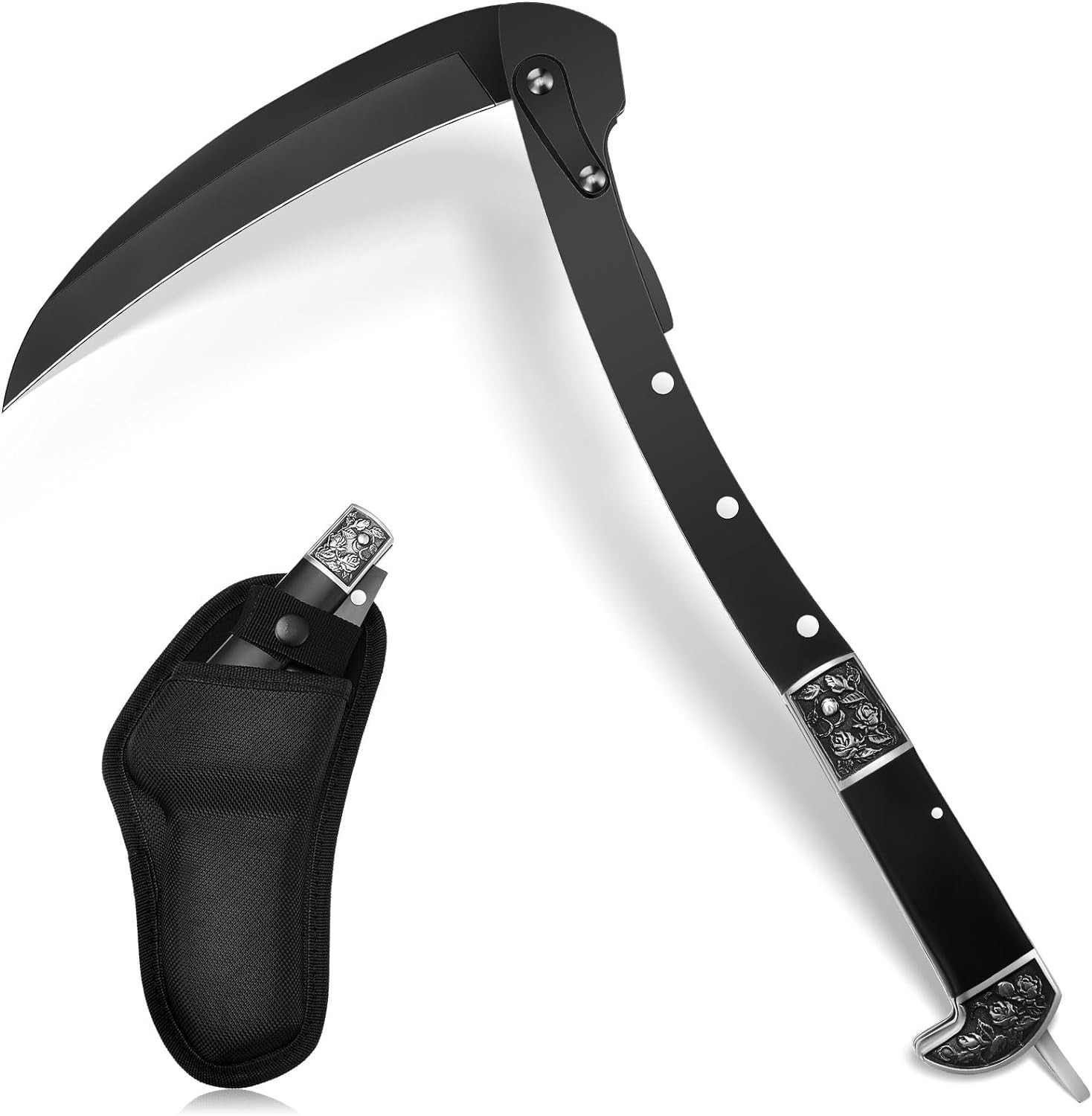 WILLBOND Black Sharp Folding Sickle Garden Tool Portable Safety Grass Hand...