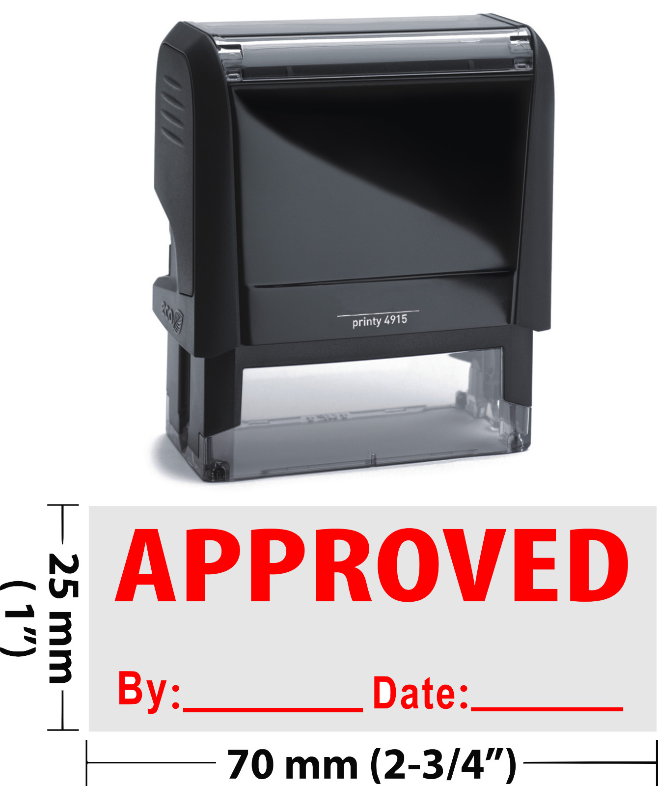 Approved w.by Date and Line- Extra Large 4915 Self Inking Stamp (Red Ink)