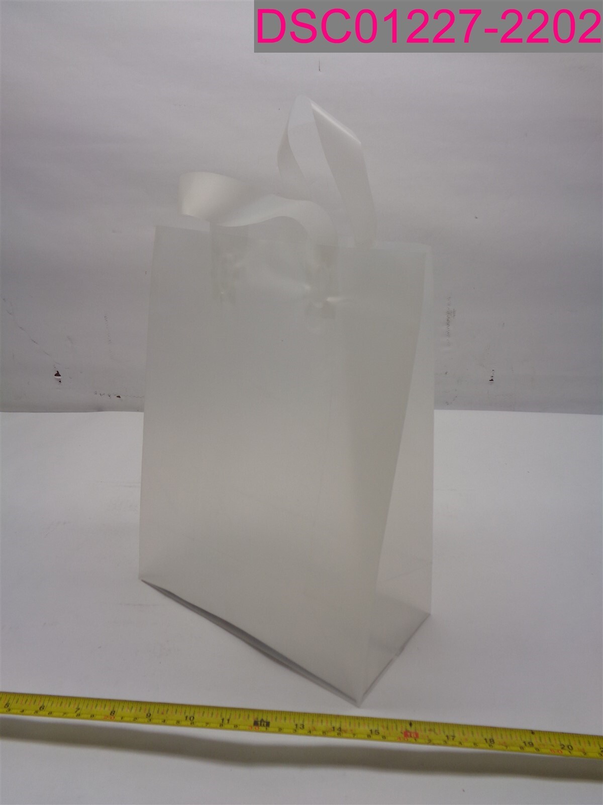 QTY=75 (3 Pks of 25); ULINE Clear Frosted Shopping Bag w/ Handle 13"x10"x4-3/4"