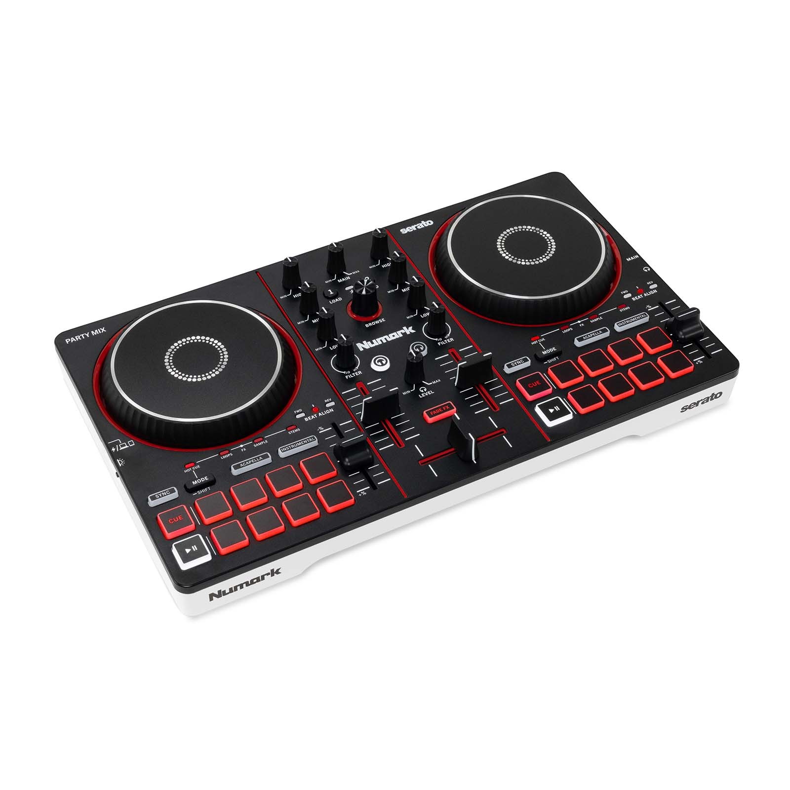 Numark Party Mix III 2 Channel Deck DJ Controller w Light Show & Headphones