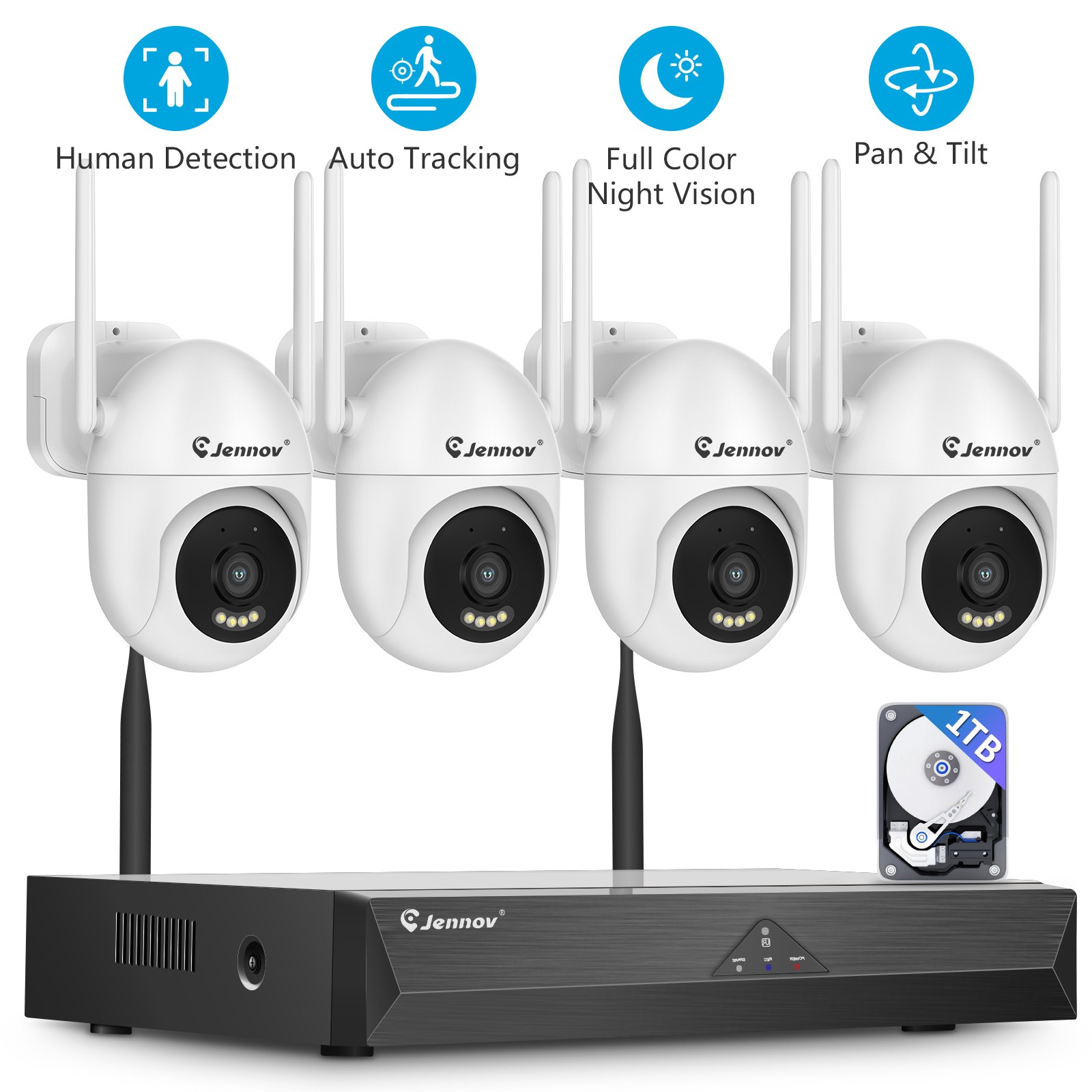 5MP WIFI IP Security Camera System Wireless Two Way Audio Recording 1TB 10CH NVR