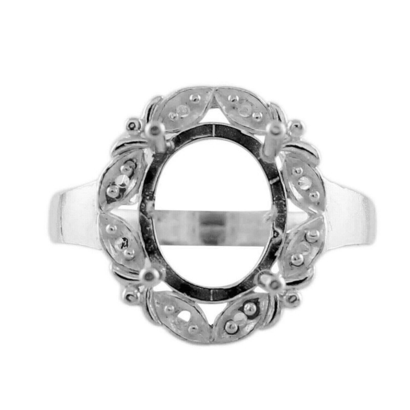 925 Sterling Silver Solitaire 9x7MM Oval Shape Semi Mount Women Cocktail Ring