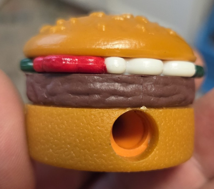1980s Hamburger Pencil Sharpener Big Mac-Like Design 1.75” diameter