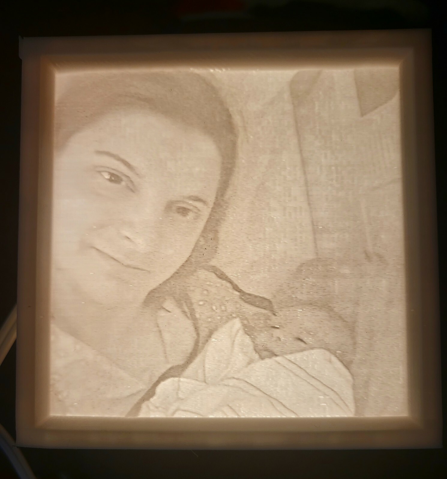 3D Printed Custom 4 Inch Lithophane Box With Light/Socket