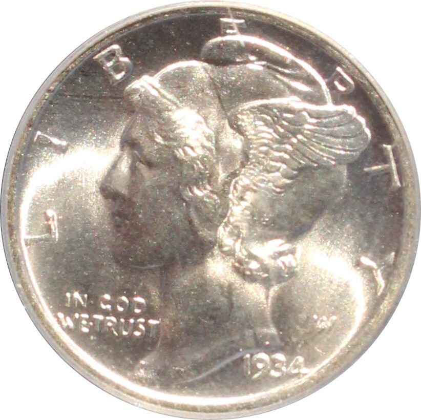 1934 MS66FB Mercury Dime, PCGS 16057789 CAC