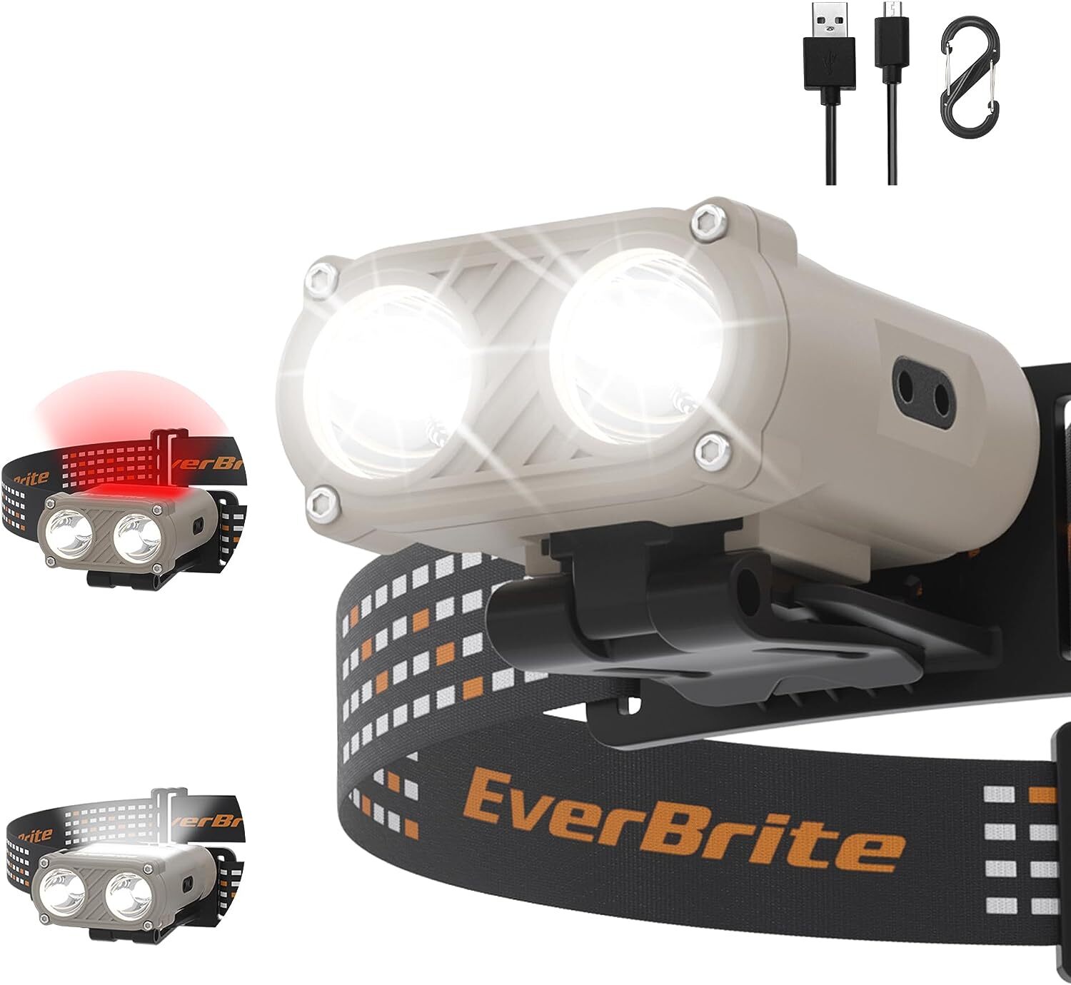 EverBrite Hat Lights Clip On Rechargeable Headlamp w/Motion Sensor 3 Models LED