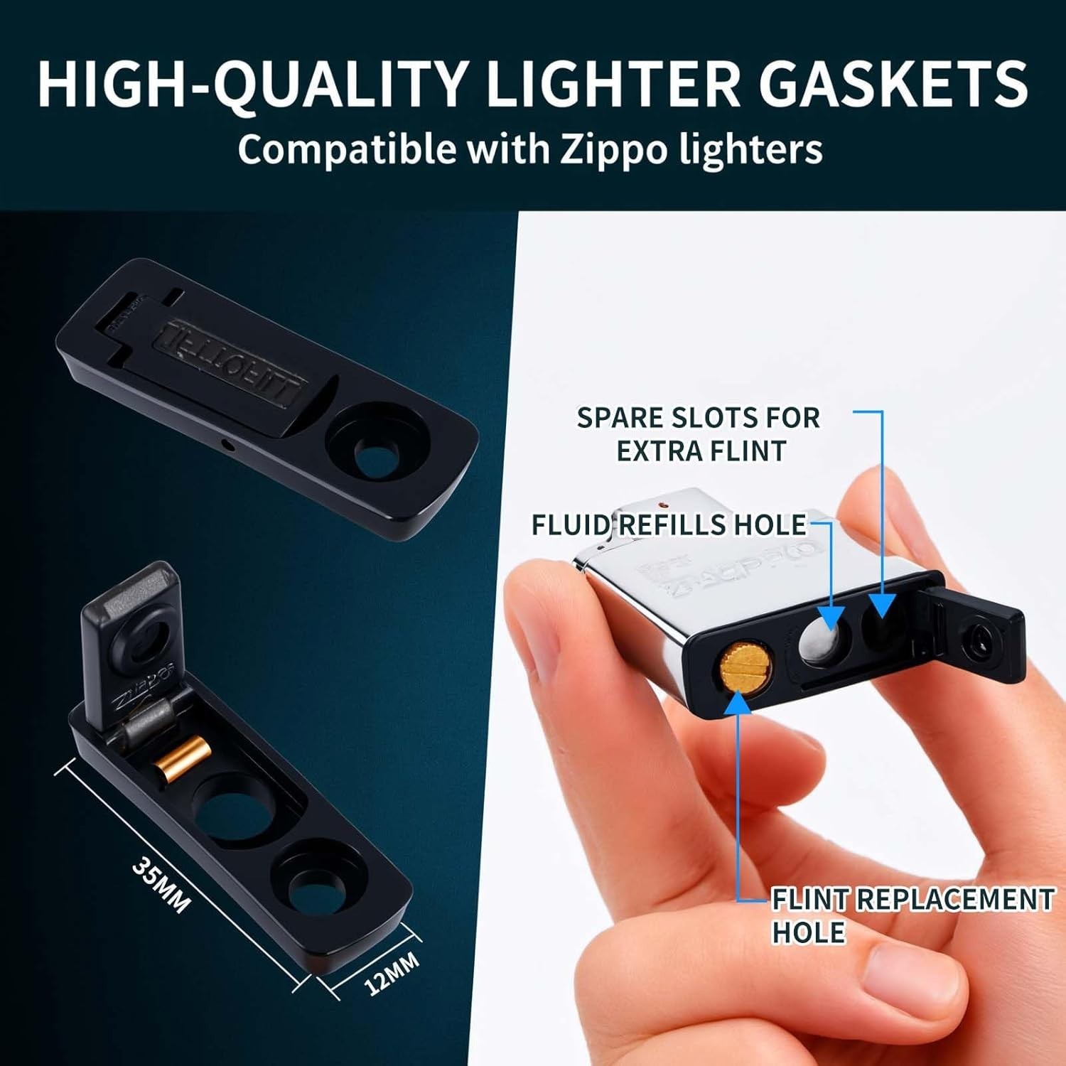 Lighter Flints and Wick Set, Lighter Repair Kit (100 Pcs Flints, Lighter Gasket,
