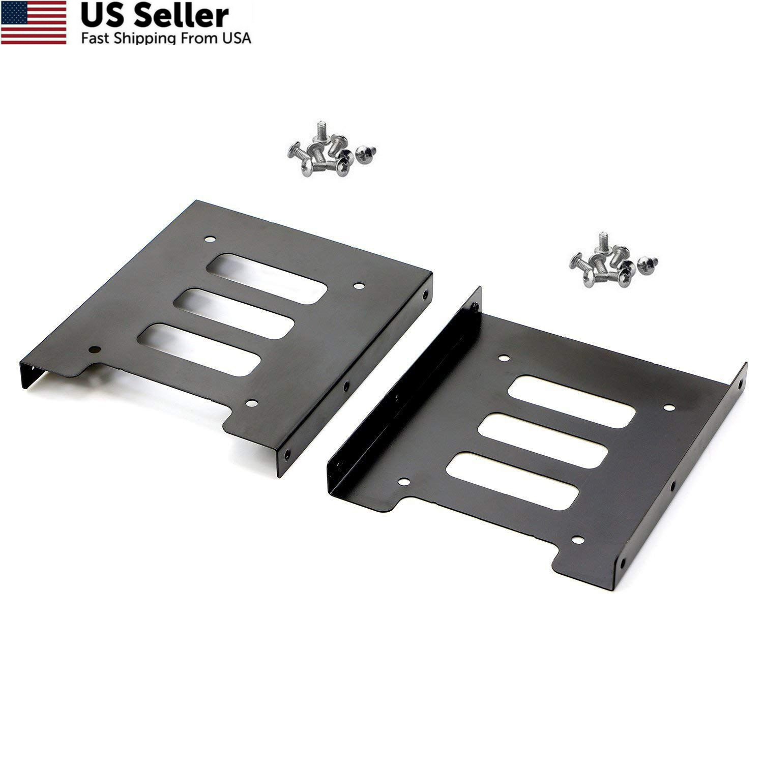 PASOW 2 Pack 2.5" to 3.5" SSD HDD Hard Disk Drive Bays Holder Metal Bracket