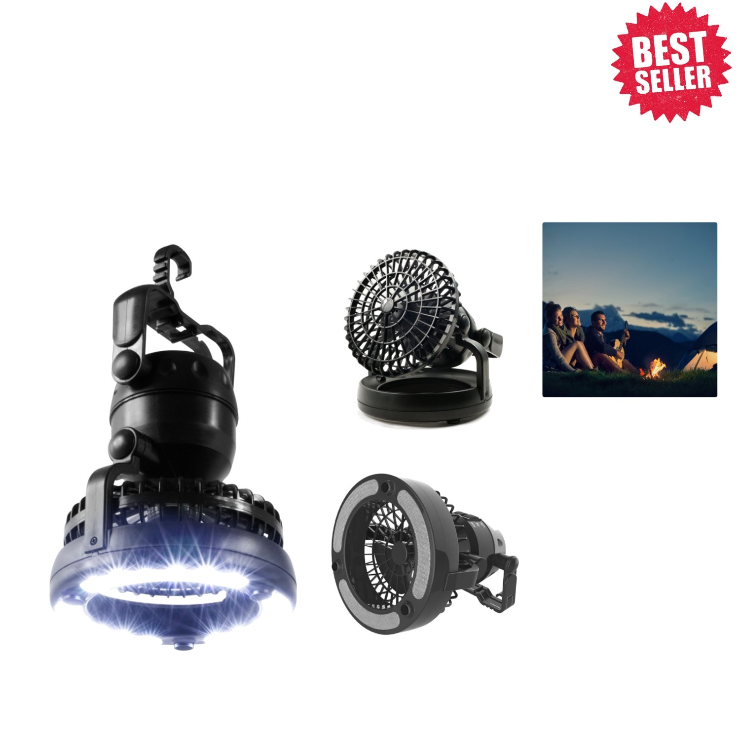 Durable 2-in-1 LED Lantern and Fan - 37 Hours Battery Life, Perfect for Outdoors
