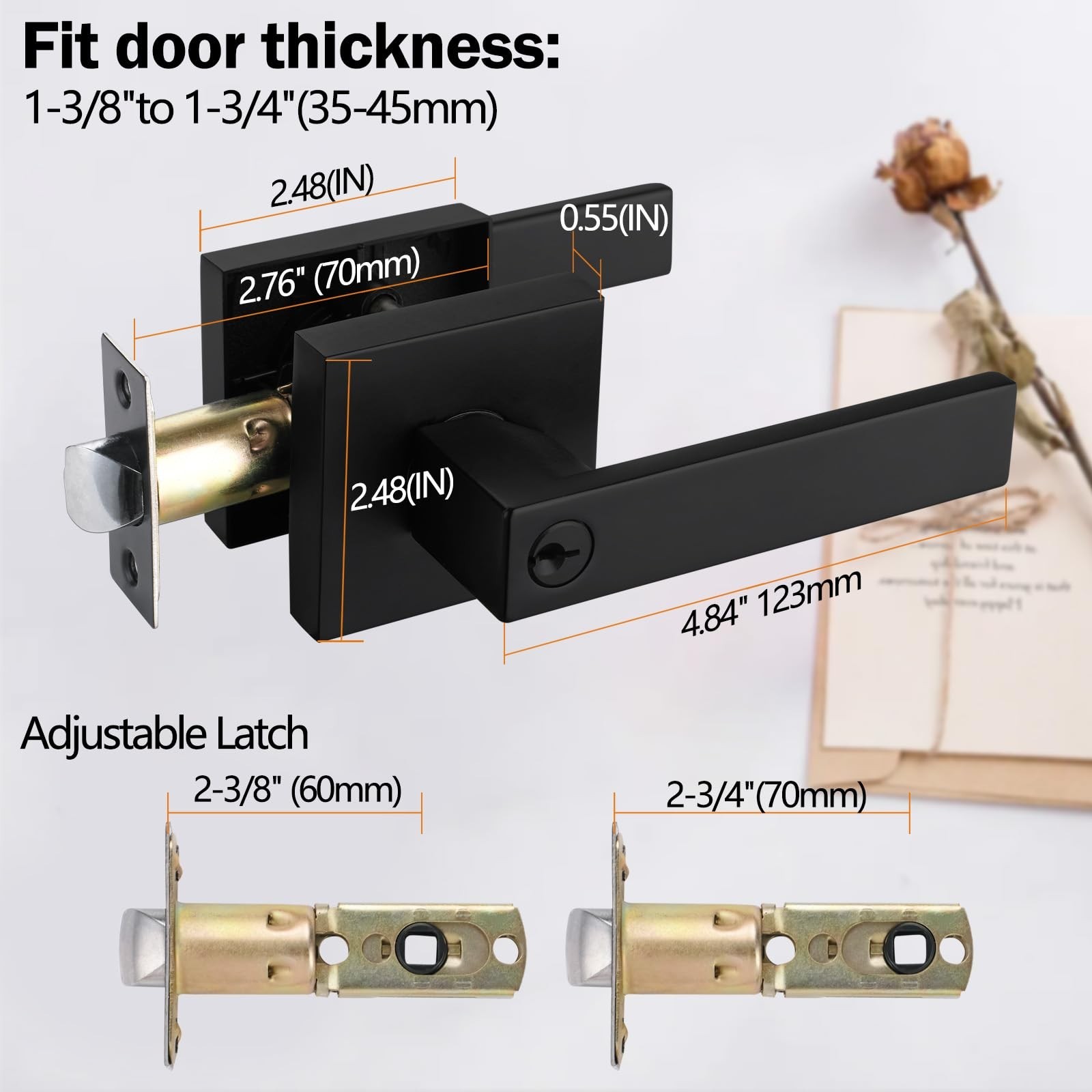 NEWBANG Keyed Entry Solid Door Lever Matte Black Finish 1 Pack