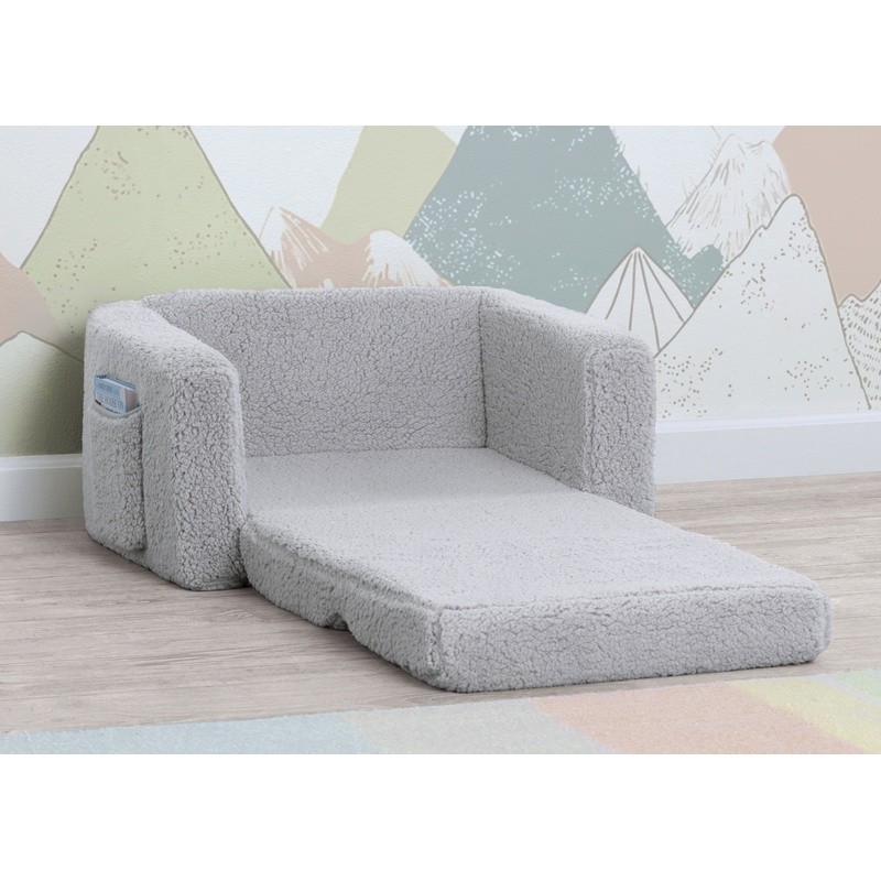 Convertible Kids Chair Lounger Sherpa Foam Sleeper 2-in-1 Toddler Furniture New