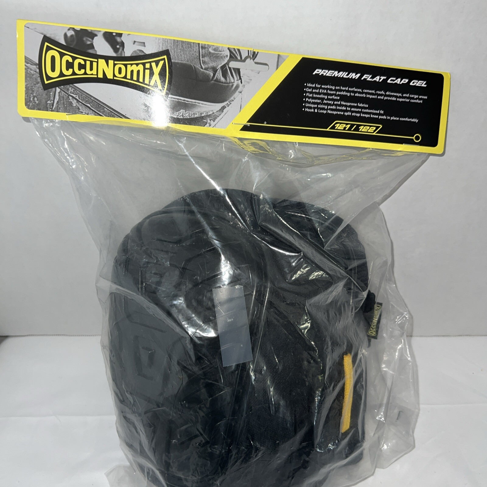 Occunomix 121 Premium Black Flat Cap Adjustable Knee Pads NEW