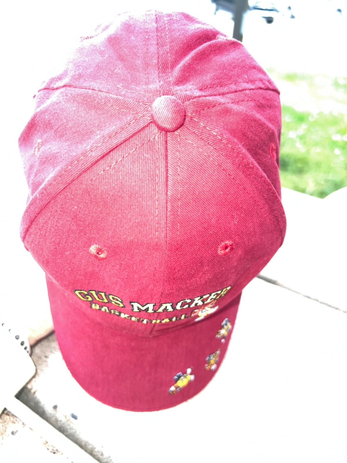 Gus Macker Basketball Maroon Yellow/Orange Black Hat Cap Hook Loop embroidered