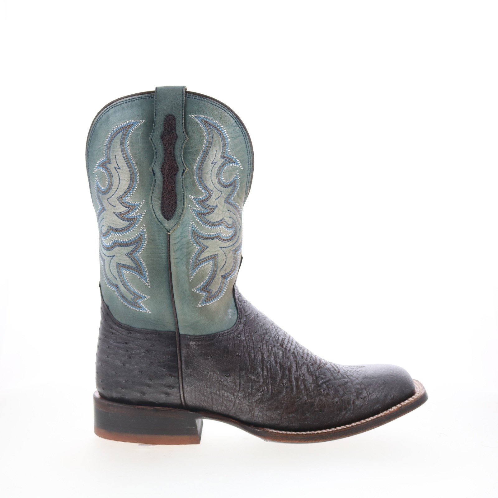 Tony Lama Rosso 11" Smooth Ostrich Square Toe Mens Black Wide Western Boots