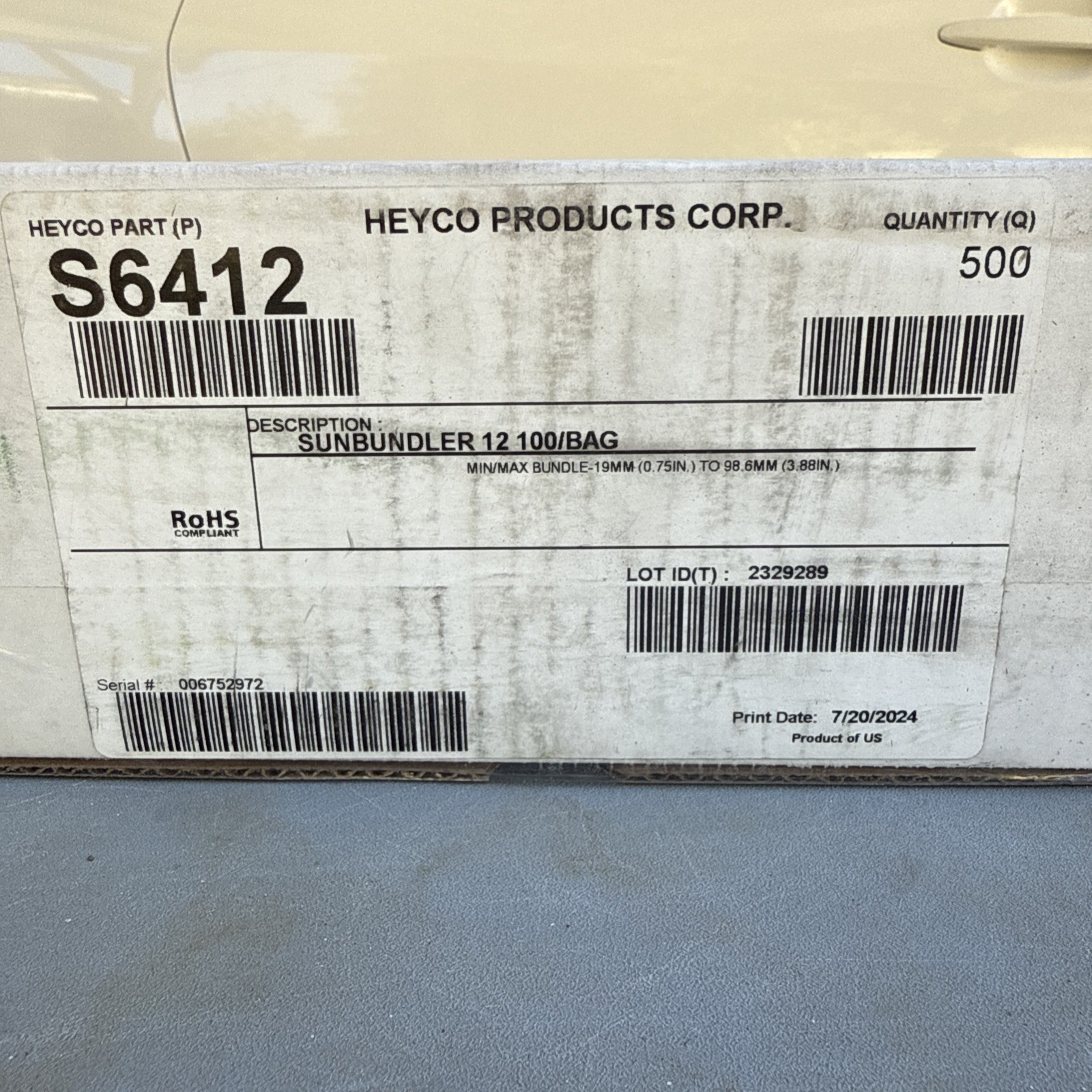 500 Heyco Sunbundler 12 S6412 Crimp Lock Stainless Steel 304 Cable Ties 12" NEW