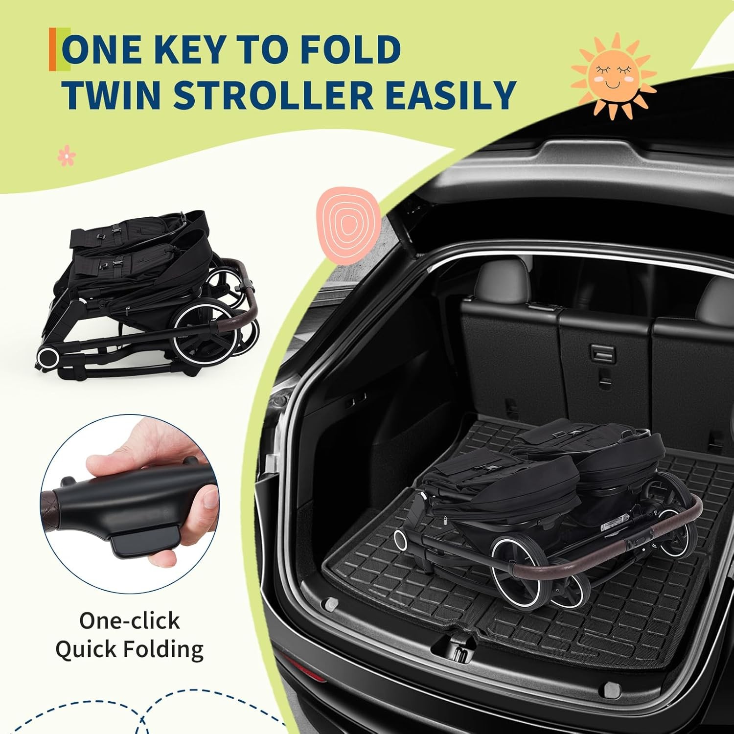 Twins Side by Side Double Stroller Lightweight Fold Travel Stroller Adjustable