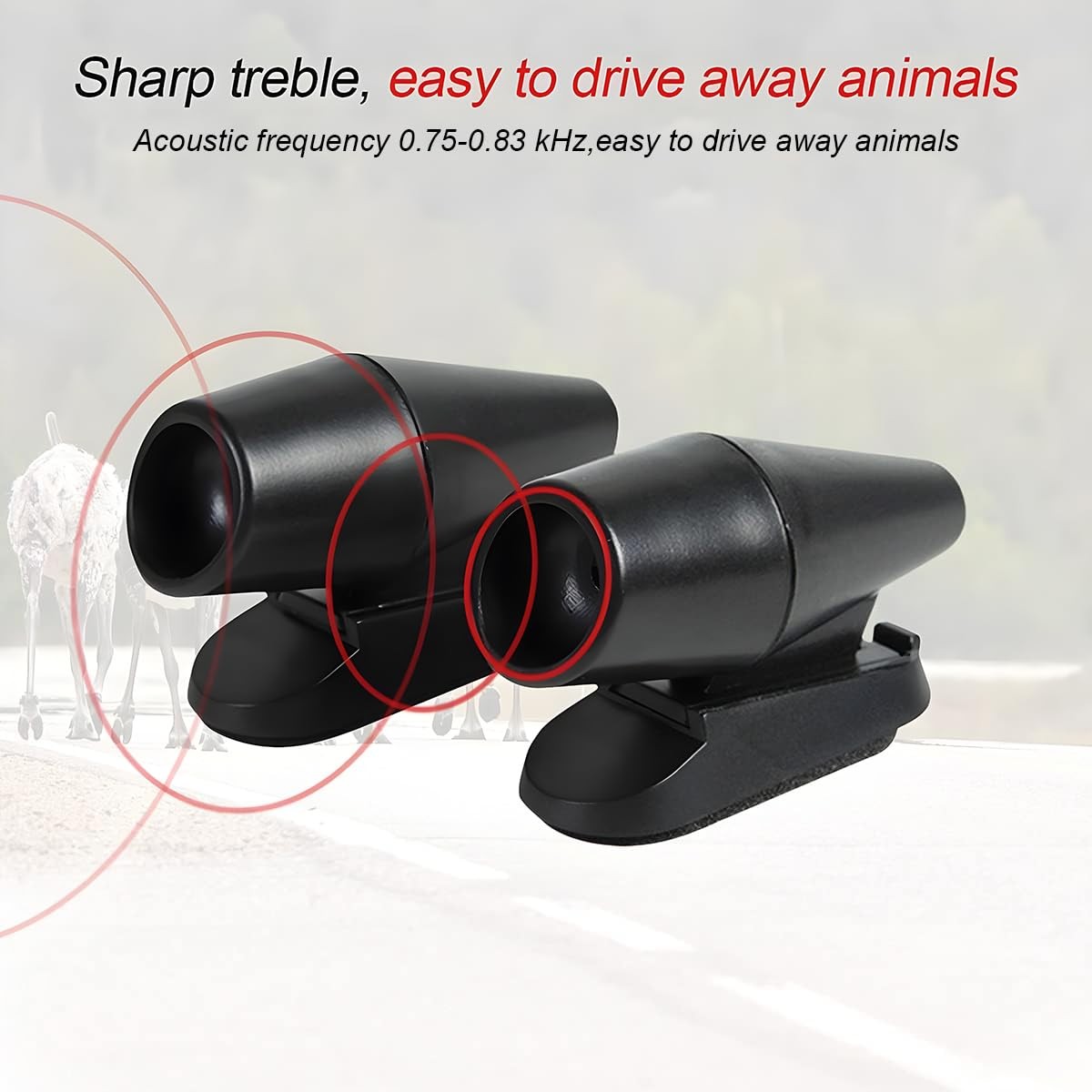 4 Pack Deer Warning Whistle for Car Black