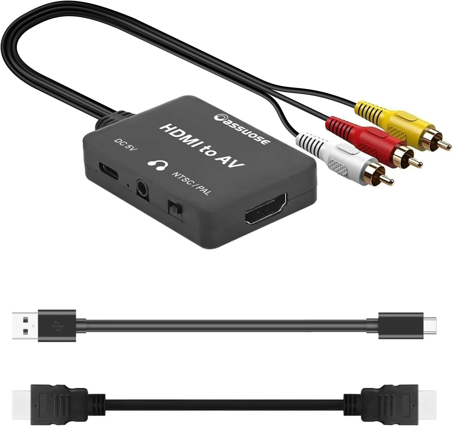 HDMI to RCA Converter with 3.5Mm Audio Headphones Port, HDMI to AV Adapter for O