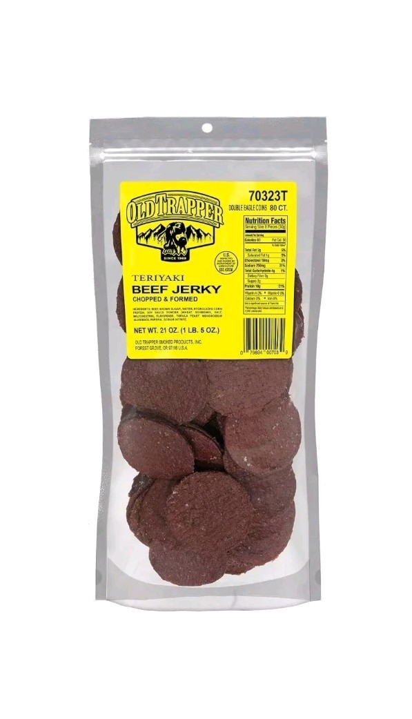Old Trapper Double Eagle Beef Jerky, Teriyaki Flavor 21oz 80-Count Package