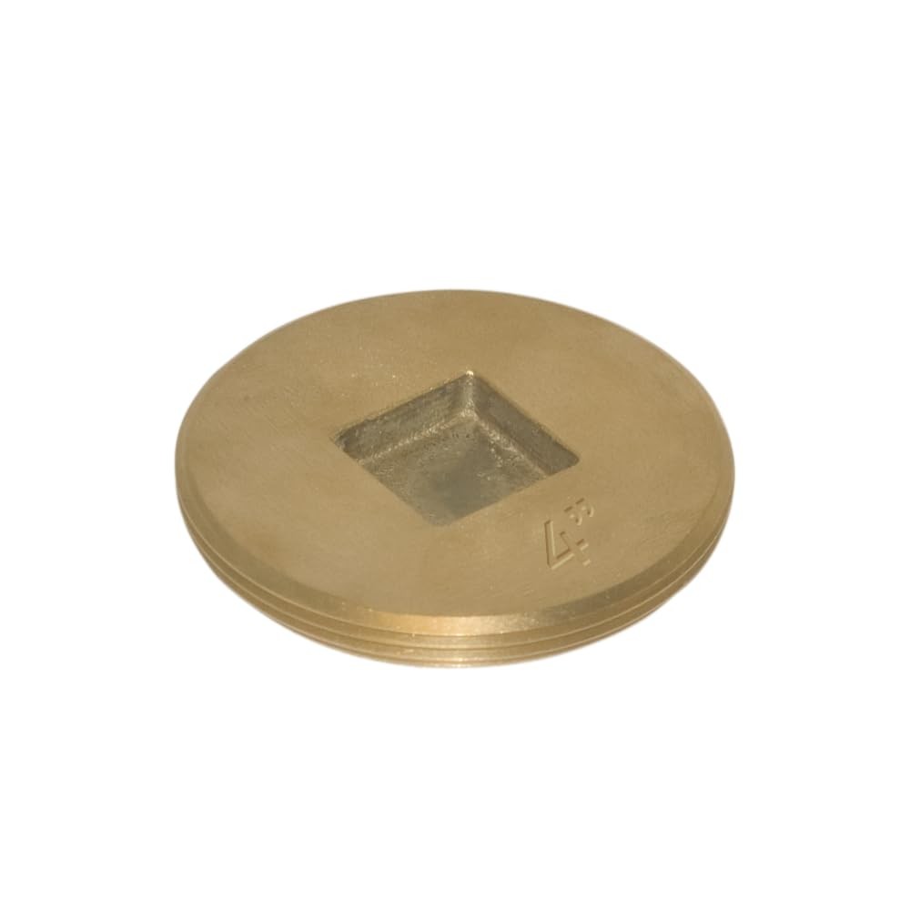 4 Inch Cast Brass Cleanout Plug, Countersunk Design for Flush Fit, 42035