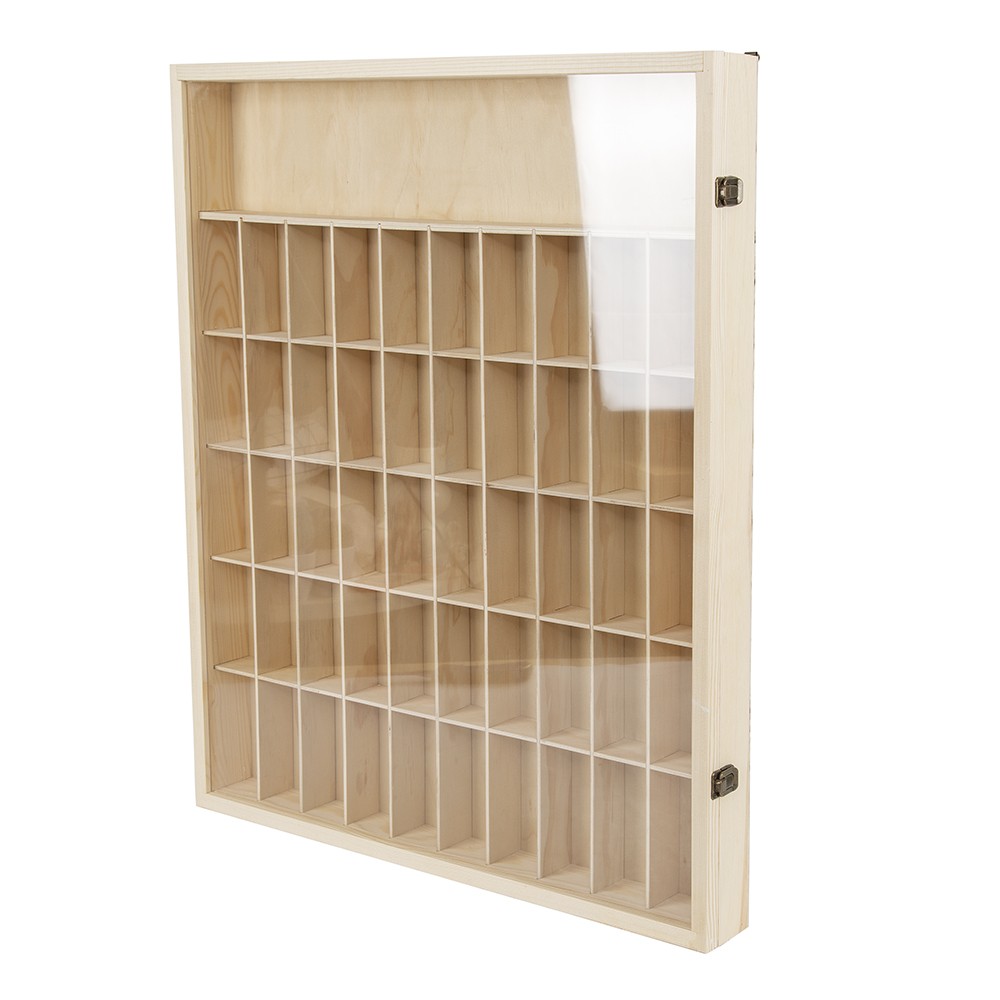51 Grids Wooden Display Case Figure Model Storage Rack Wall Shelf Cabinet Unit