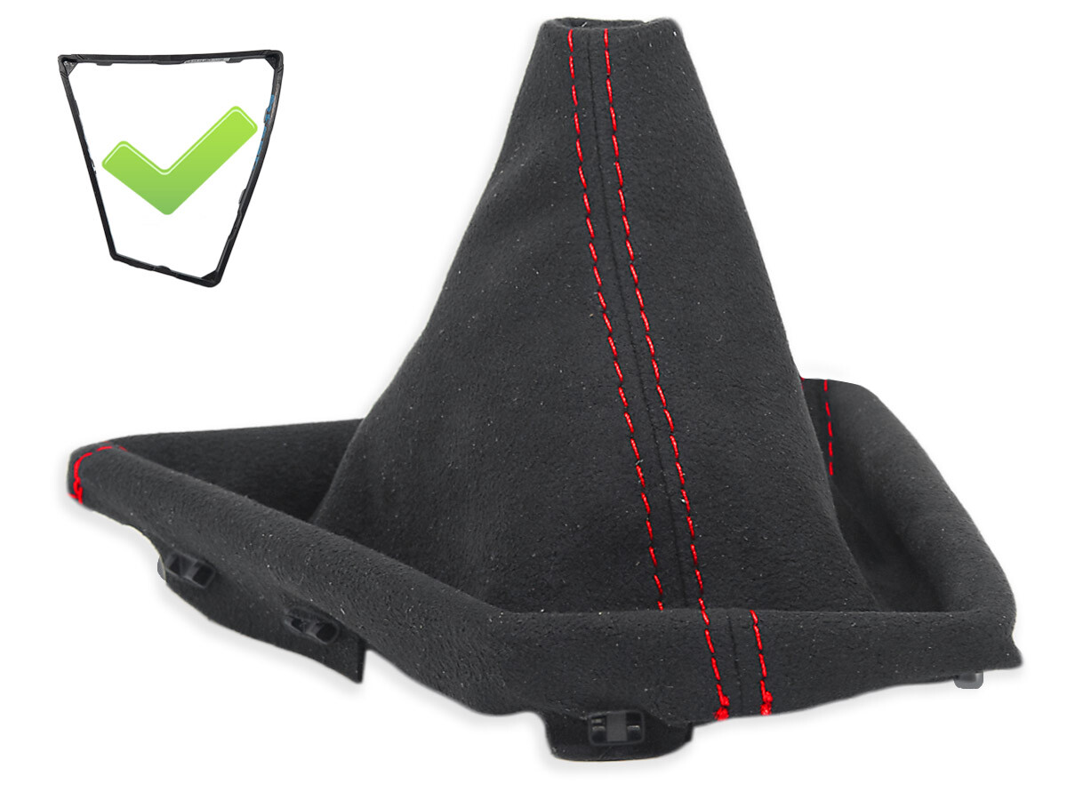 FOR BMW F30/F31 12-18 LHD GEAR SHIFT BOOT GAITER ALCANTARA STITCH RED + FRAME