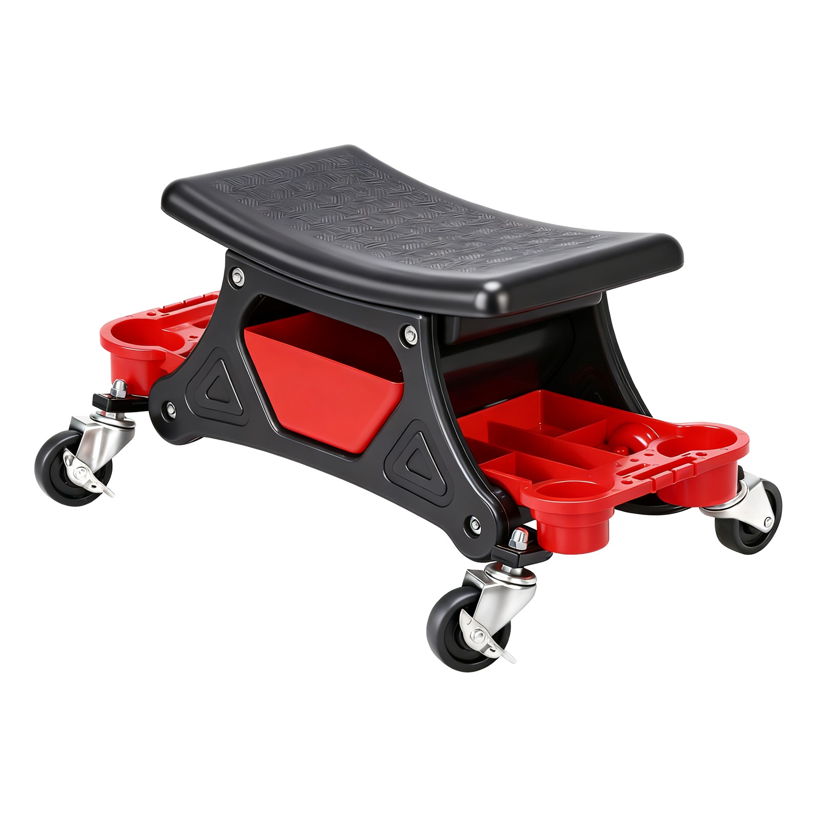 Mechanic Stool Creeper Seat 300lb Rolling Shop Stool with Tool Trays