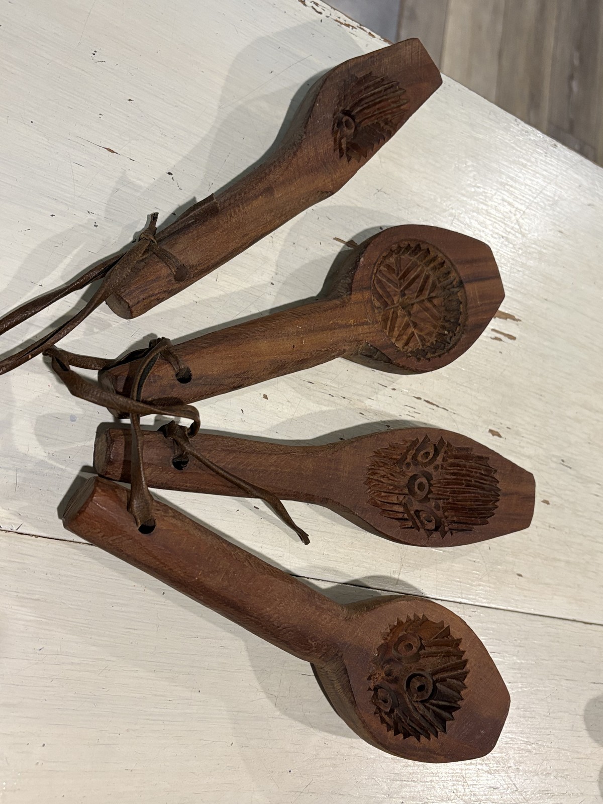 Vintage Hand Carved Wooden Springerle Cookie Press Mold Folk Art Set of 4 Unique