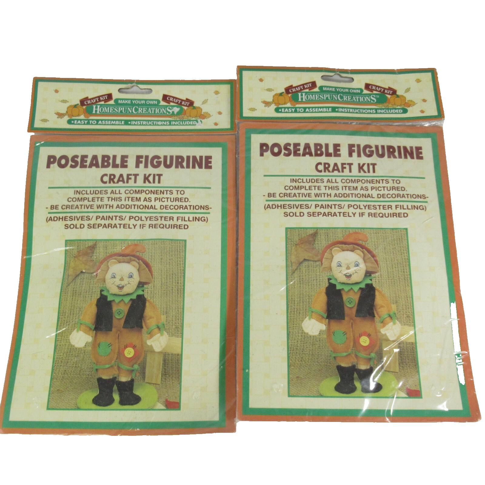Fall Cat Scarecrow 2 Craft Kits Dandee Homespun Creations Poseable Figurine