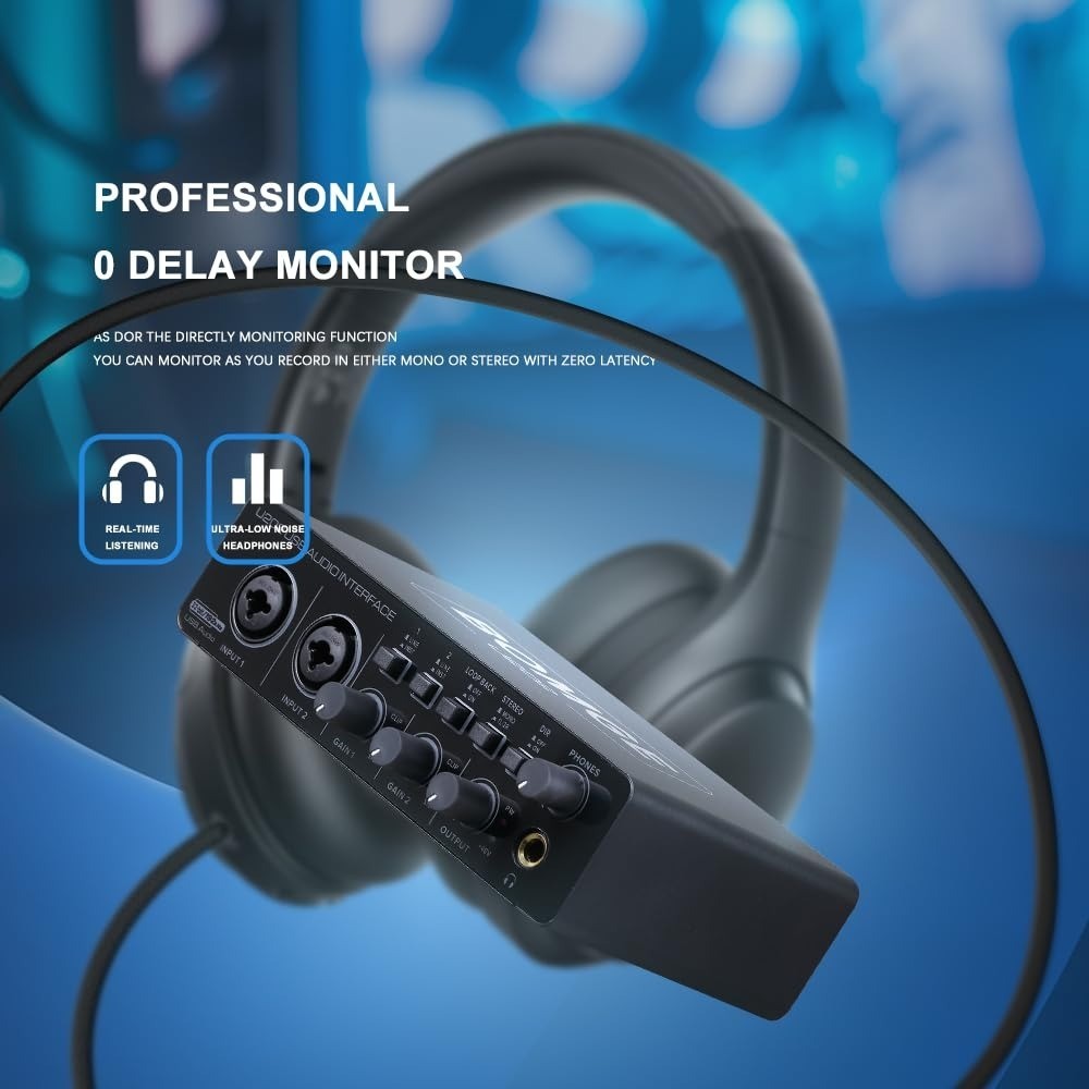 BOMGE U202 USB Audio Interface 2 Channels 192kHz for Recording & Streaming