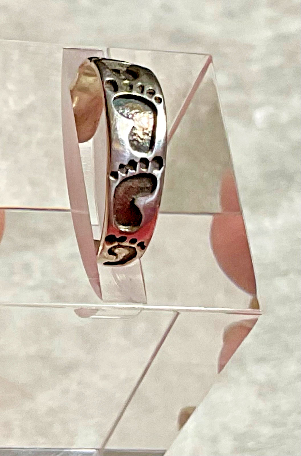 Toe  Ring Sterling Silver Foot  Prints In The Sand