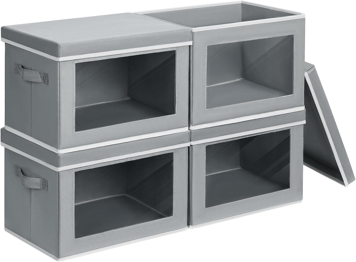 Storage Bins with Lids - Fabric Closet Storage Bins with Window, Collapsible Bas