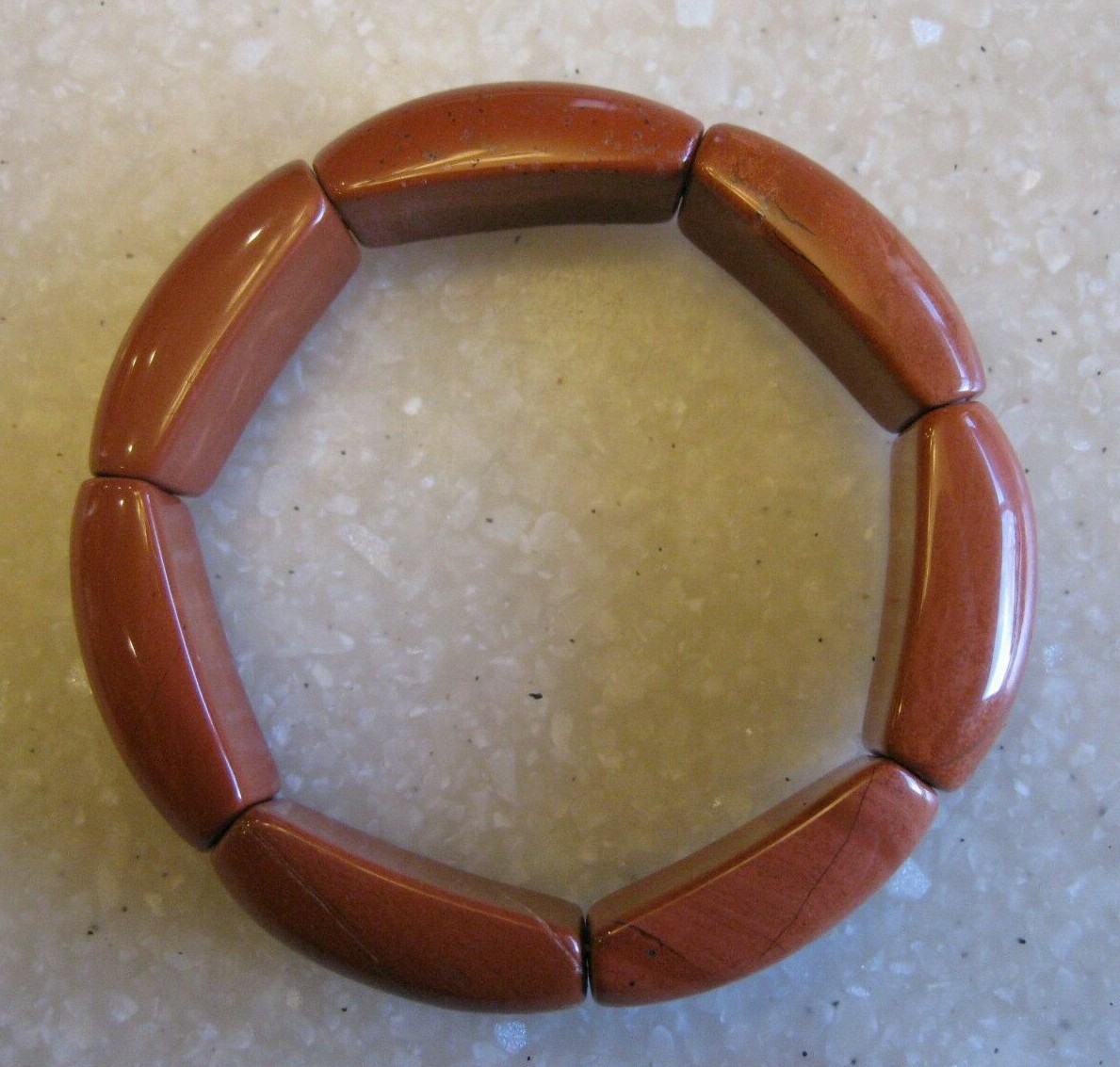 Red Jasper Stretch Bracelet / Angled Sections Allow Bracelet to Fit Like Bangle